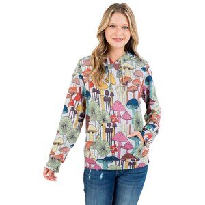 LA Soul Multicolor Mushroom Hoodie Soft Lightweight Knit Sweater Women's Size S